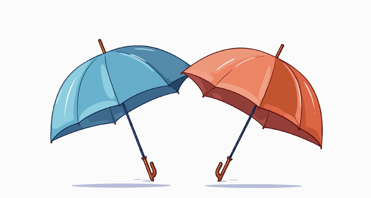 два открытых зонта