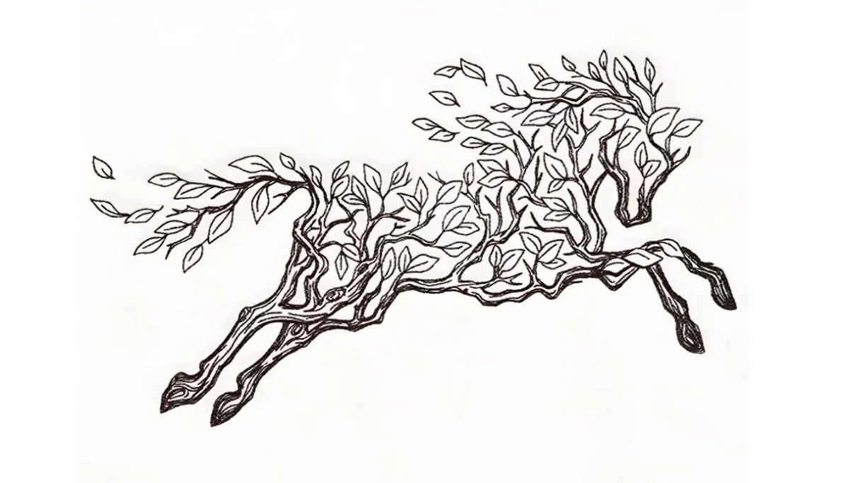 конь из листьев